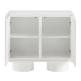 Cassia 2-Door Curved Wood Accent Cabinet in White
