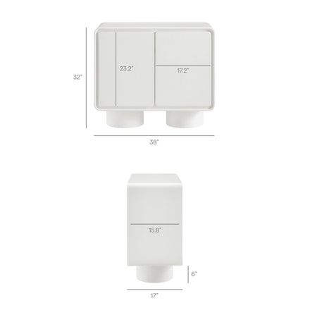 Lumo 2-Door Curved Wood Accent Cabinet in White