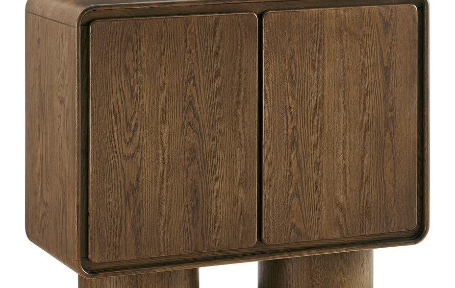 Cassia 2-Door Curved Wood Accent Cabinet in Walnut