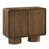 Cassia 2-Door Curved Wood Accent Cabinet in Walnut