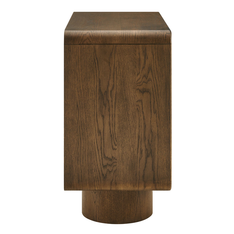 Cassia 2-Door Curved Wood Accent Cabinet in Walnut