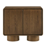 Cassia 2-Door Curved Wood Accent Cabinet in Walnut