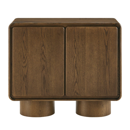 Lumo 2-Door Curved Wood Accent Cabinet in Walnut