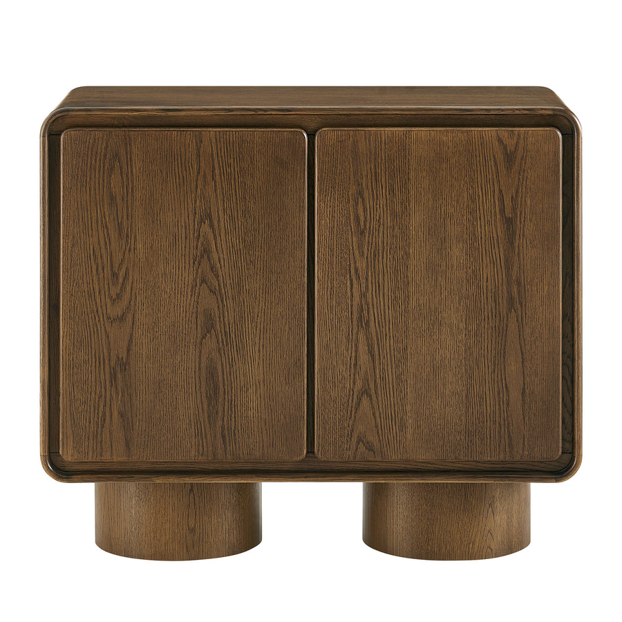 Cassia 2-Door Curved Wood Accent Cabinet in Walnut