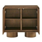 Cassia 2-Door Curved Wood Accent Cabinet in Walnut