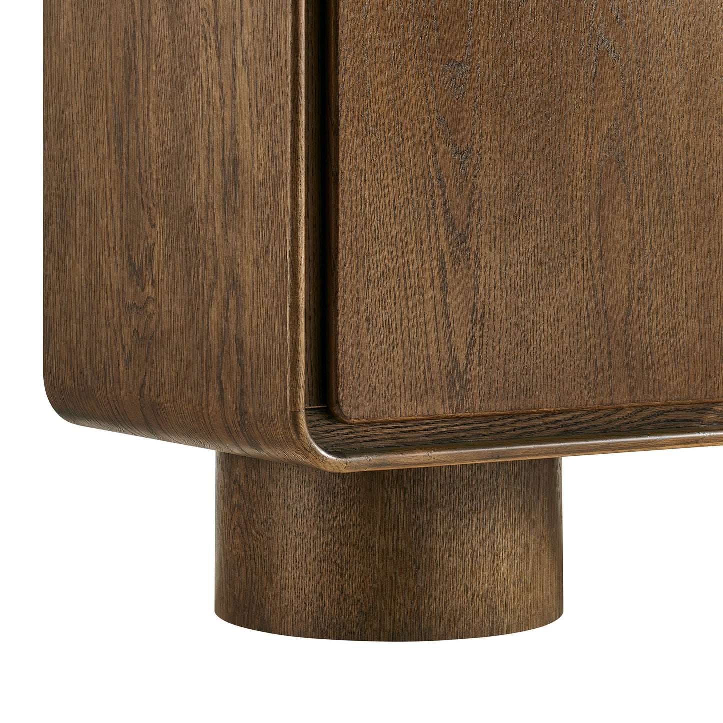 Cassia 2-Door Curved Wood Accent Cabinet in Walnut