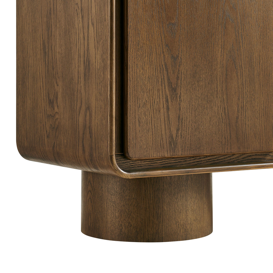 Cassia 2-Door Curved Wood Accent Cabinet in Walnut