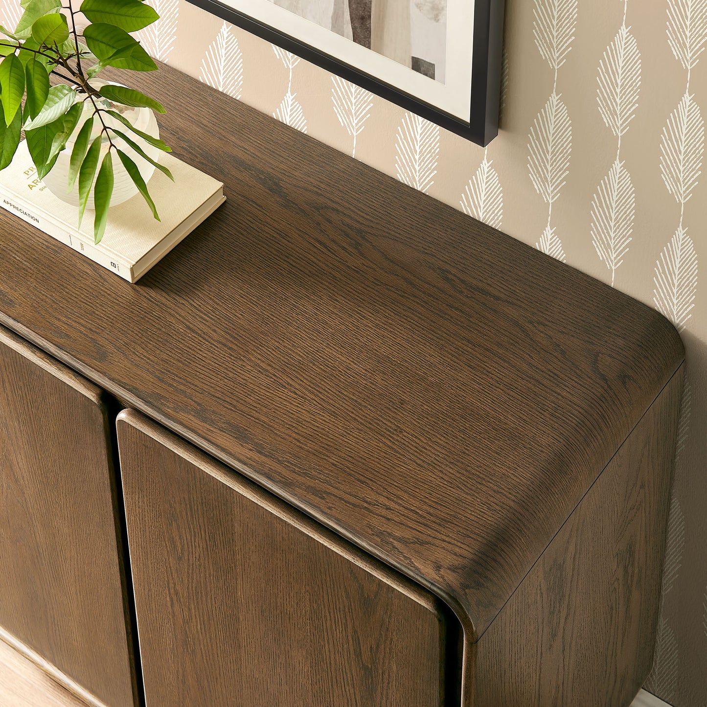 Cassia 2-Door Curved Wood Accent Cabinet in Walnut