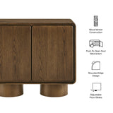 Cassia 2-Door Curved Wood Accent Cabinet in Walnut