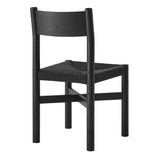 Wells Oak Wood Dining Side Chair With Woven Seat in Black