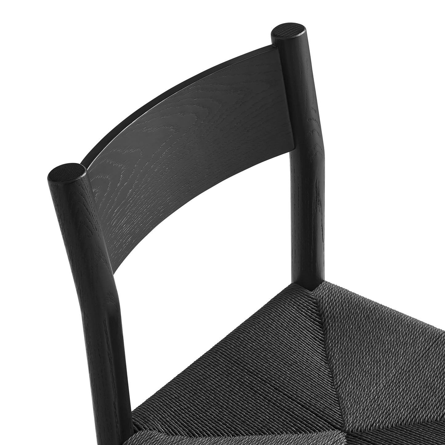 Wells Oak Wood Dining Side Chair With Woven Seat in Black