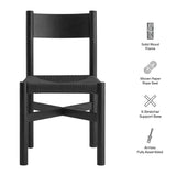 Wells Oak Wood Dining Side Chair With Woven Seat in Black