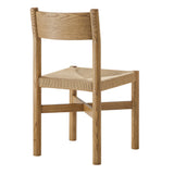 Wells Oak Wood Dining Side Chair With Woven Seat in Weathered Oak
