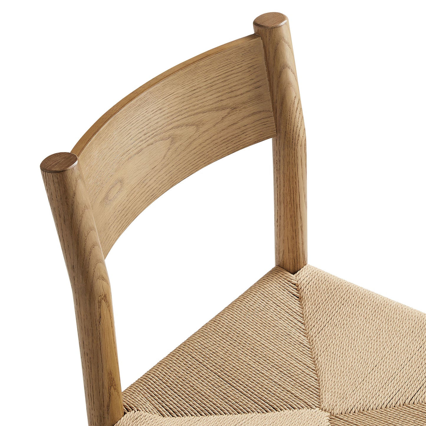 Wells Oak Wood Dining Side Chair With Woven Seat in Weathered Oak