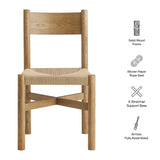 Wells Oak Wood Dining Side Chair With Woven Seat in Weathered Oak