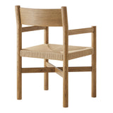 Wells Oak Wood Dining Armchairs With Woven Seats Set of 2 in Weathered Oak