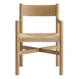 Wells Oak Wood Dining Armchairs With Woven Seats Set of 2 in Weathered Oak