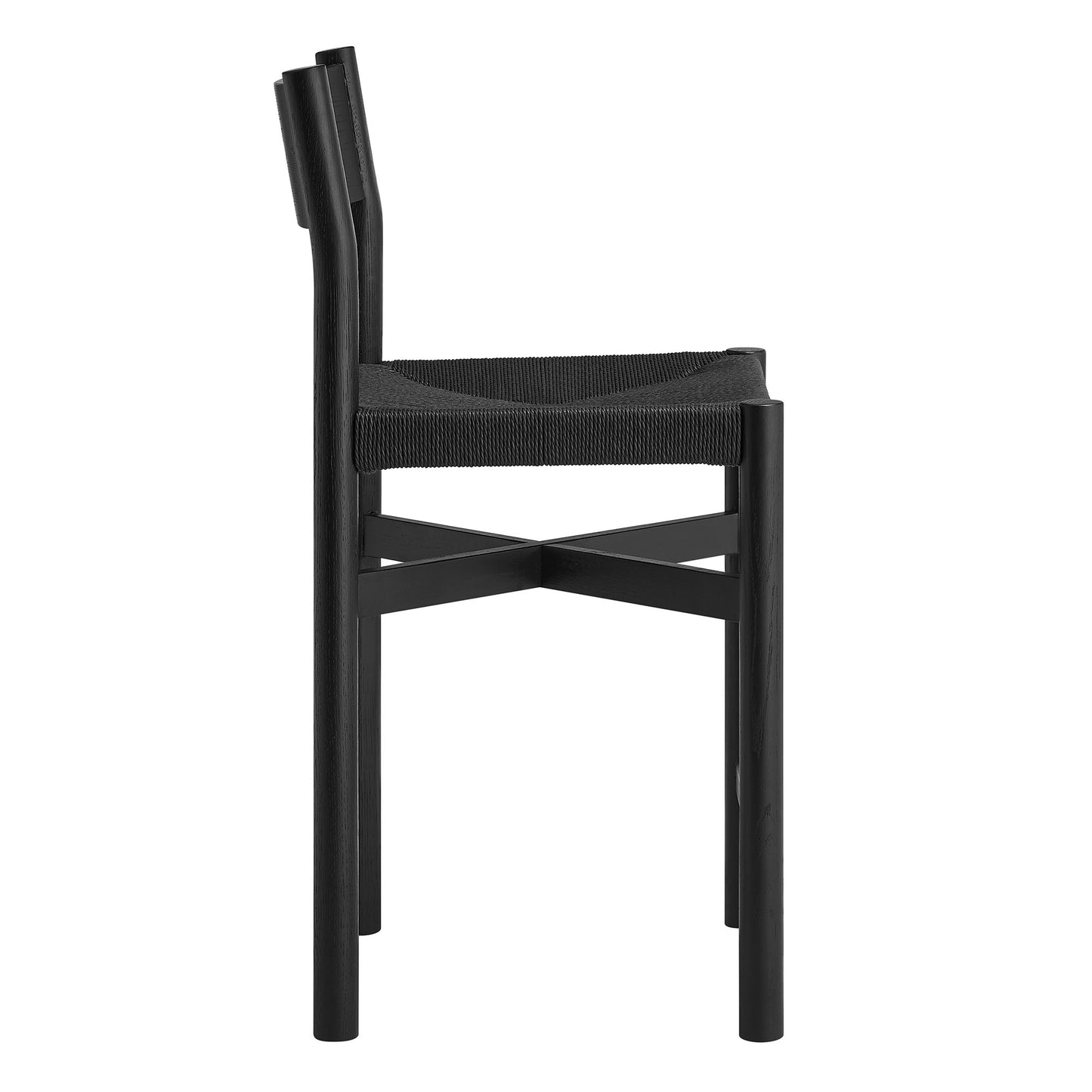 Wells Oak Wood Counter Stools With Woven Seats Set of 2 in Black