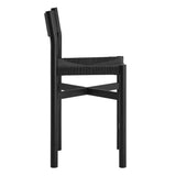 Wells Oak Wood Counter Stools With Woven Seats Set of 2 in Black