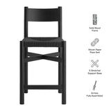 Wells Oak Wood Counter Stools With Woven Seats Set of 2 in Black