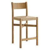 Wells Oak Wood Counter Stools With Woven Seats Set of 2 in Weathered Oak