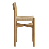 Wells Oak Wood Counter Stools With Woven Seats Set of 2 in Weathered Oak