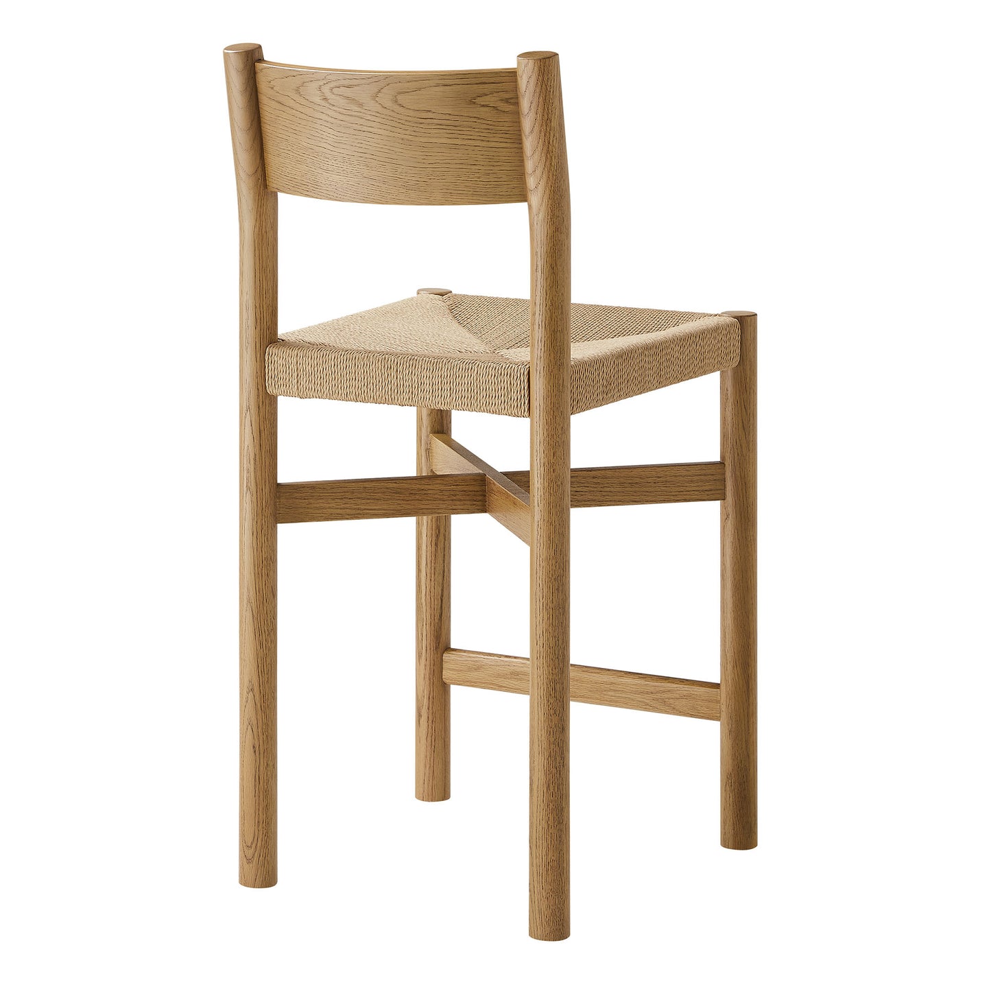 Wells Oak Wood Counter Stools With Woven Seats Set of 2 in Weathered Oak