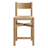 Wells Oak Wood Counter Stools With Woven Seats Set of 2 in Weathered Oak