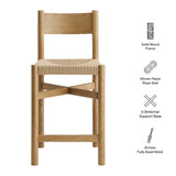 Wells Oak Wood Counter Stools With Woven Seats Set of 2 in Weathered Oak