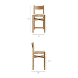 Wells Oak Wood Counter Stools With Woven Seats Set of 2 in Weathered Oak