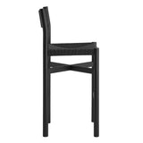 Wells Oak Wood Bar Stools With Woven Seats Set of 2 in Black