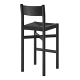 Wells Oak Wood Bar Stools With Woven Seats Set of 2 in Black