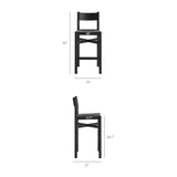 Wells Oak Wood Bar Stools With Woven Seats Set of 2 in Black