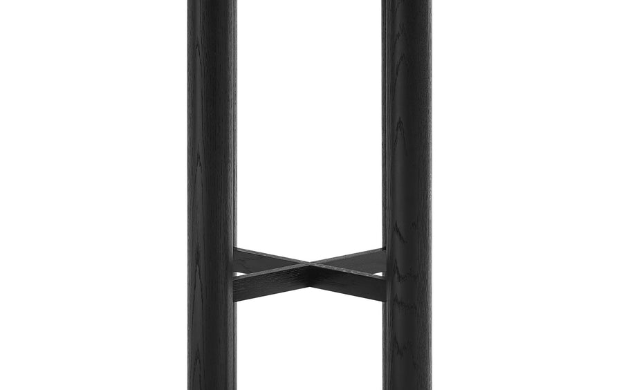 Wells Round 30" Oak Wood Bar Table in Black
