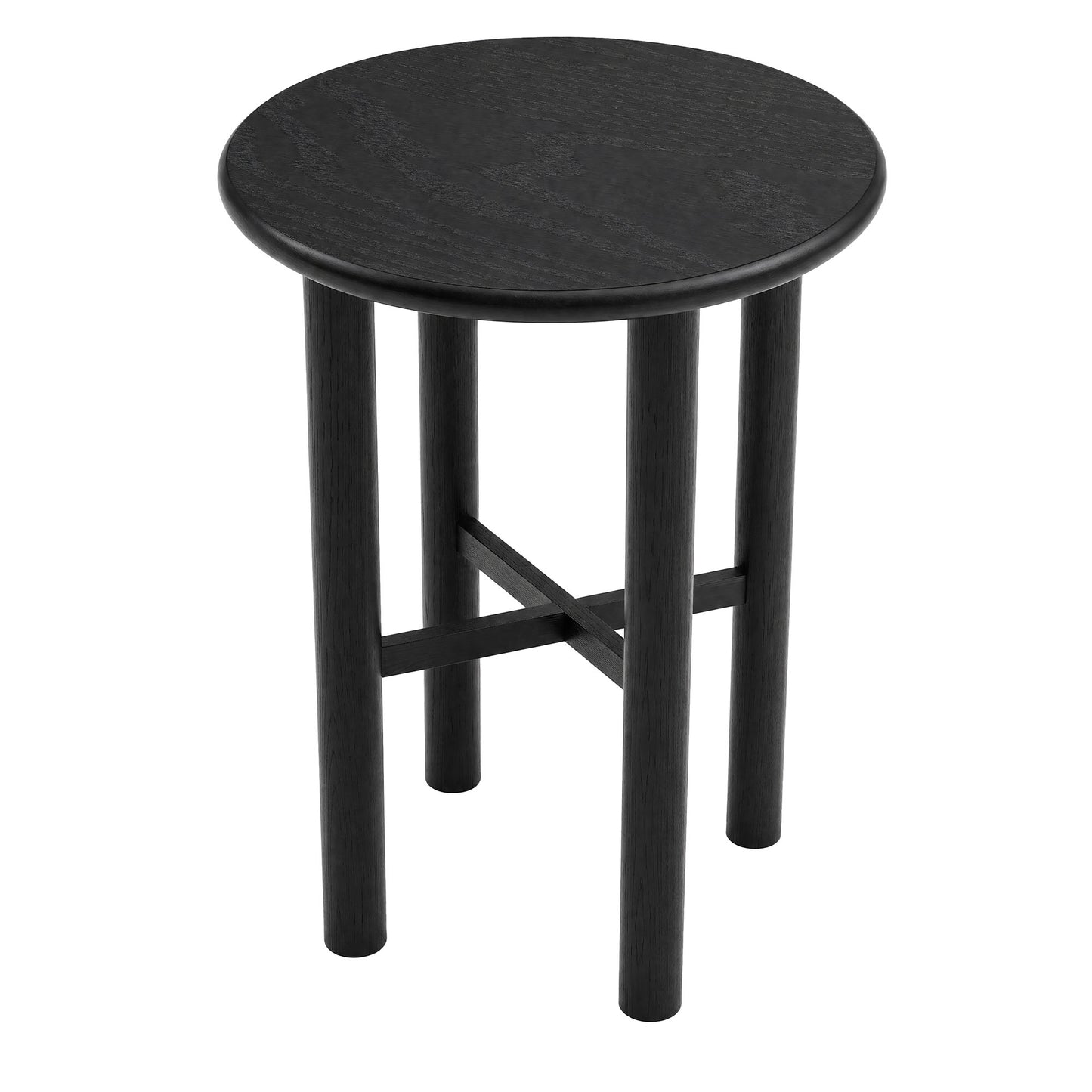 Wells Round 30" Oak Wood Bar Table in Black