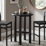 Wells Round 30" Oak Wood Bar Table in Black
