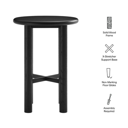 Alvia Round 30" Oak Wood Bar Table in Black