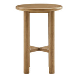 Wells Round 30" Oak Wood Bar Table in Weathered Oak