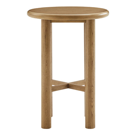 Alvia Round 30" Oak Wood Bar Table in Weathered Oak