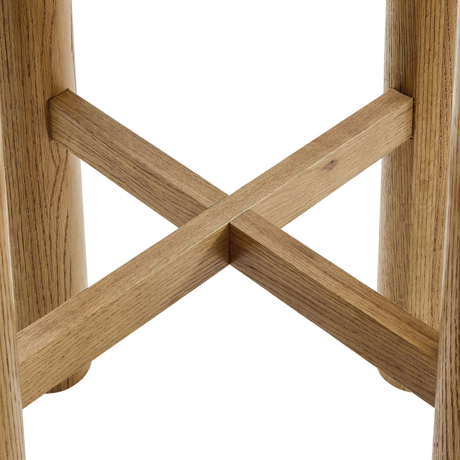Wells Round 30" Oak Wood Bar Table in Weathered Oak