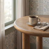 Wells Round 30" Oak Wood Bar Table in Weathered Oak