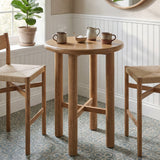 Wells Round 30" Oak Wood Bar Table in Weathered Oak
