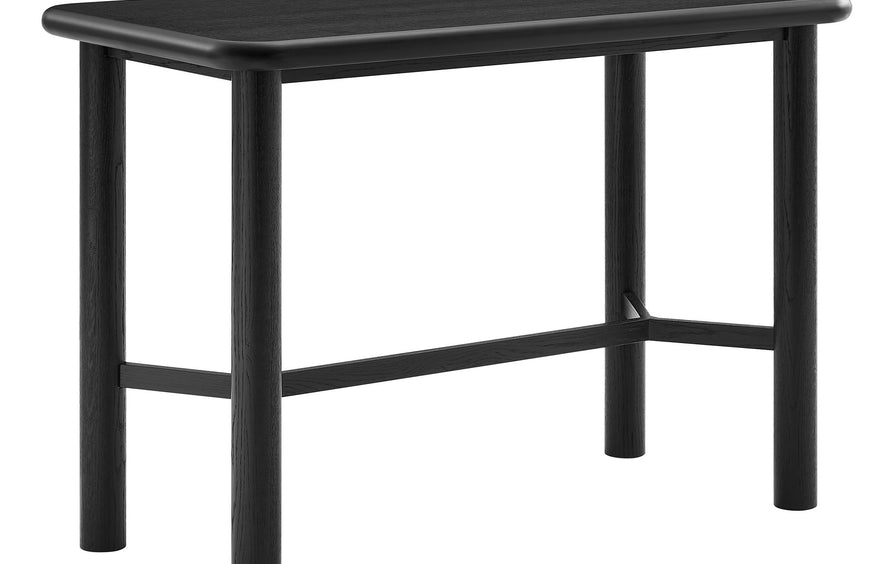 Wells Rectangular 60" Oak Wood Bar Table in Black