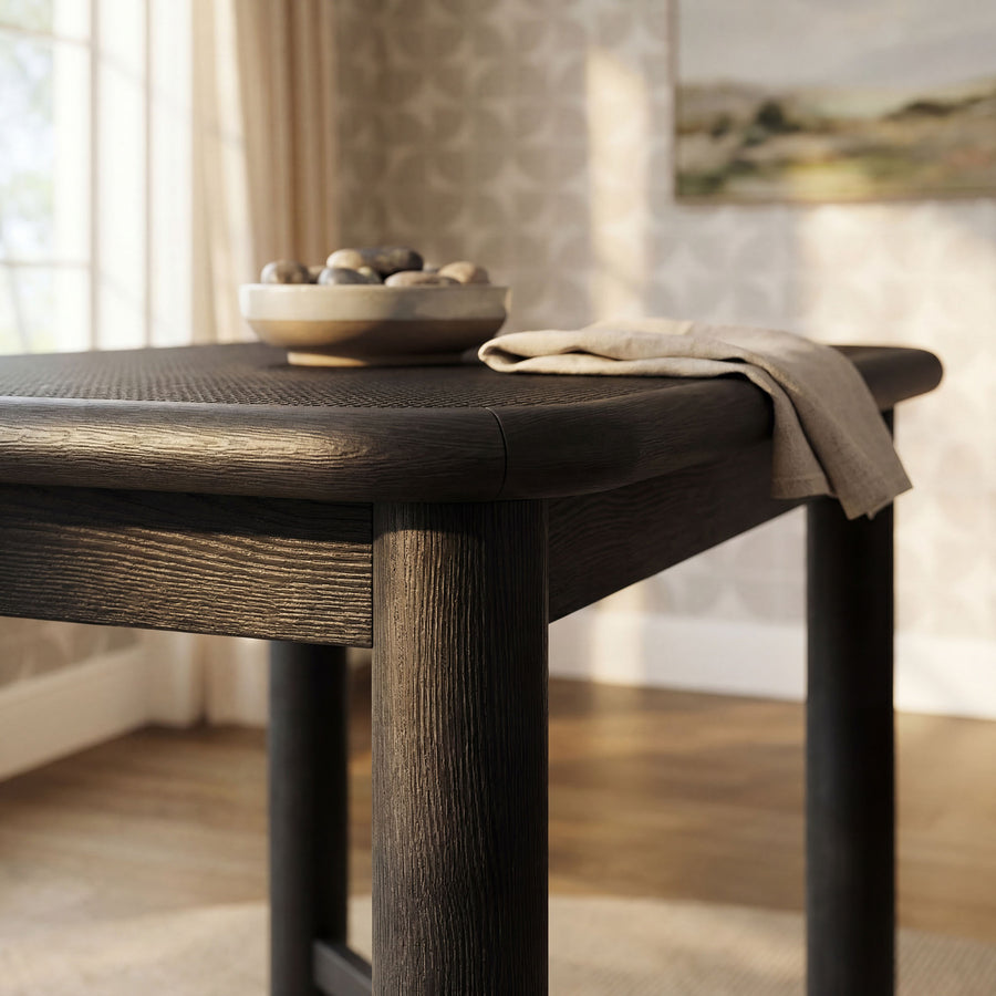 Wells Rectangular 60" Oak Wood Bar Table in Black
