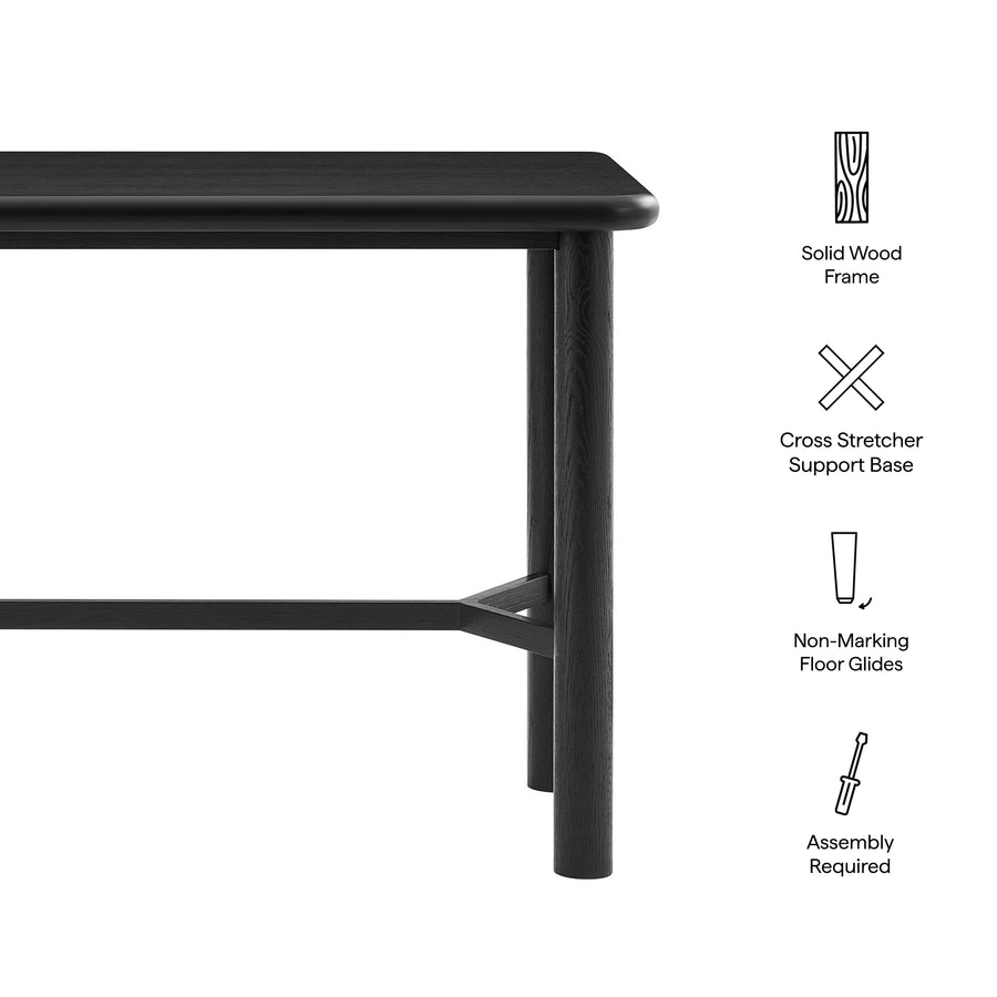 Wells Rectangular 60" Oak Wood Bar Table in Black