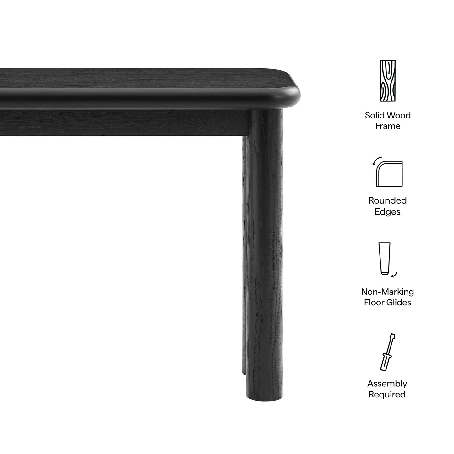 Wells Oak Wood Console Table in Black