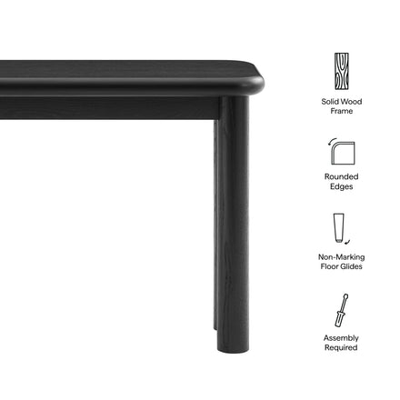 Alvia Oak Wood Console Table in Black