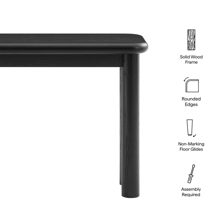Wells Oak Wood Console Table in Black