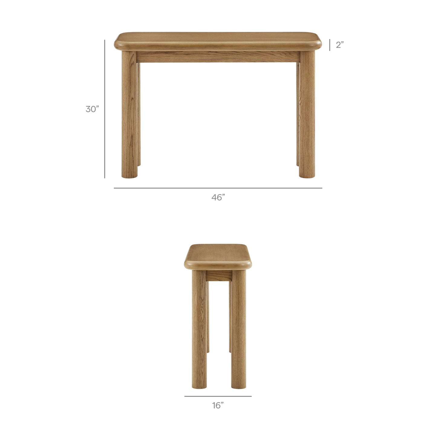 Wells Oak Wood Console Table in Weathered Oak