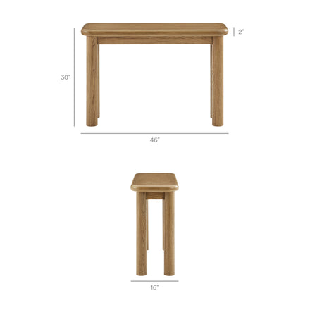 Alvia Oak Wood Console Table in Weathered Oak